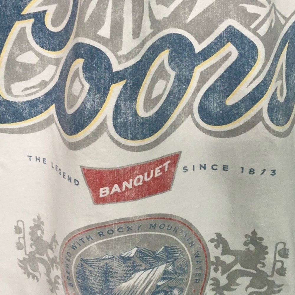 Coors Beer Upcycled T Shirt Flannel Top Beach Alcohol Theme - Picture 2 of 7
